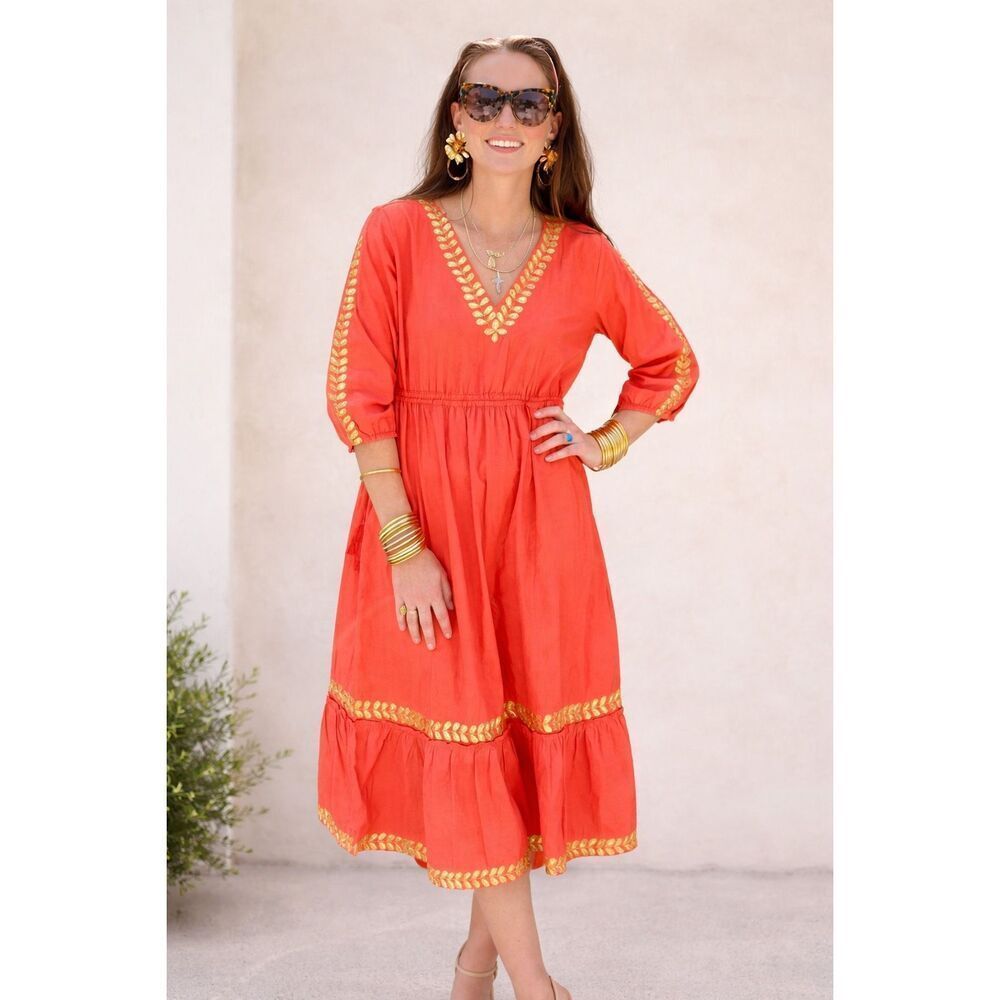 La Plage embroidered midi dress, XS $238